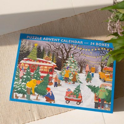 Pusselkalender med 1000 bitar - Julgranar & Snflingor