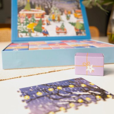 Pusselkalender med 1000 bitar - Julgranar & Snflingor