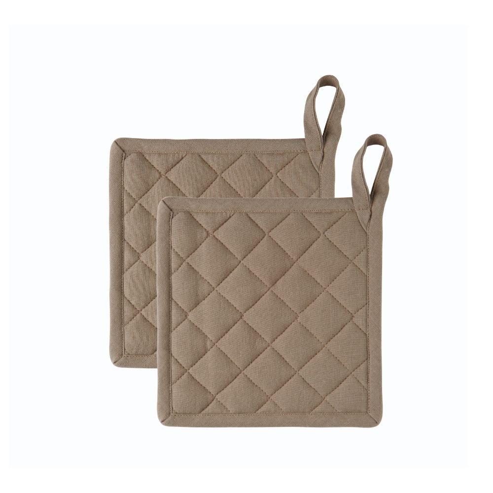 Pot holders in organic cotton - 2 pcs - Beige