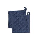 Pot holders in organic cotton - 2 pcs - Blue