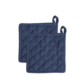 Pot holders in organic cotton - 2 pcs - Blue