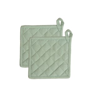 Pot holders in organic cotton - 2 pcs - Sage