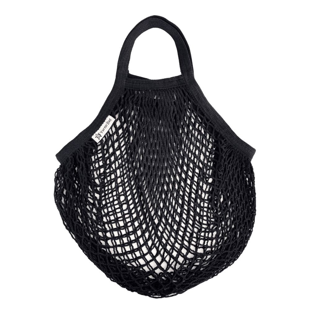 Organic cotton string bag - short handles - Black