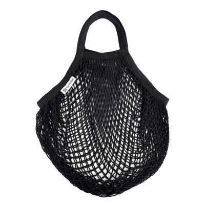 Organic cotton string bag - short handles - Black