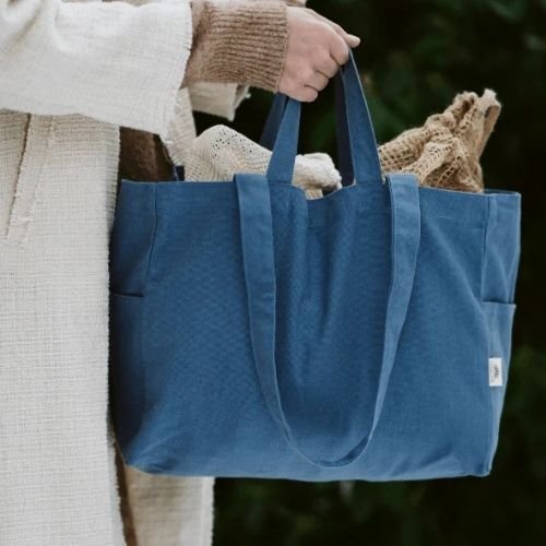 Shopping bag in organic cotton - Low - Blue