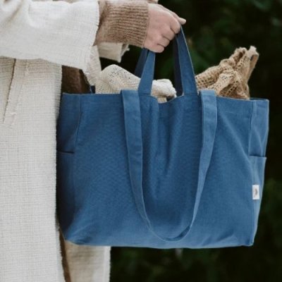 Shopping bag in organic cotton - Low - Blue