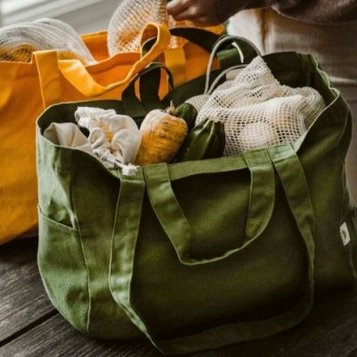 Shopping bag in organic cotton - Low - Green