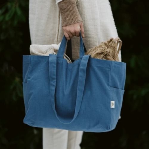 Shopping bag in organic cotton - Low - Blue