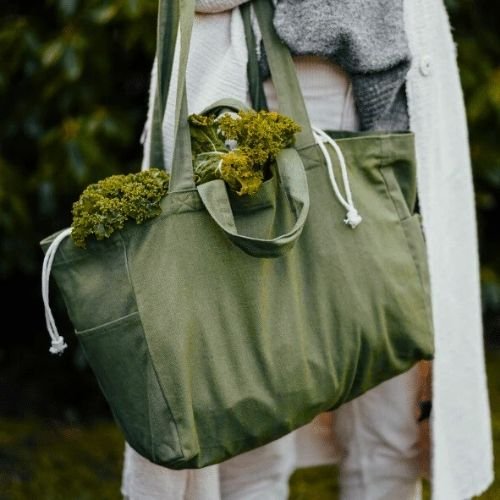 Shopping bag in organic cotton - Low - Green