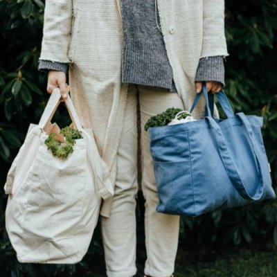Shopping bag in organic cotton - Low - Blue