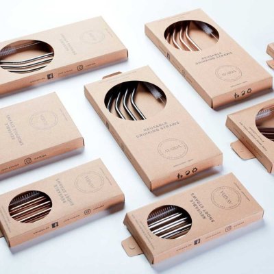 Sugr�r i rostfritt st�l - med b�j - inkl. borste - Rose Gold