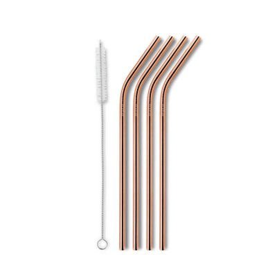 Sugr�r i rostfritt st�l - med b�j - inkl. borste - Rose Gold