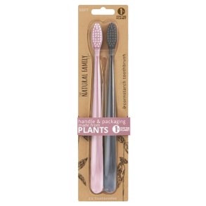 Toothbrushes made of corn - Grey & Pink - Soft - 2 pcs