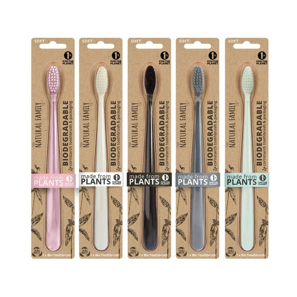 Toothbrushes made of corn - Grey & Pink - Soft - 2 pcs