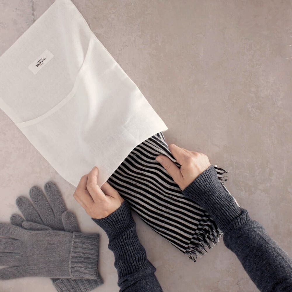 Washing bag in organic cotton - Medium - White