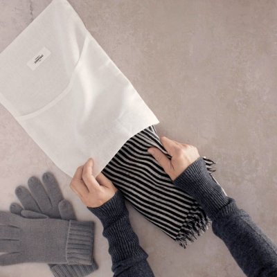 Washing bag in organic cotton - Medium - White