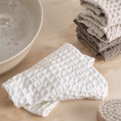 Wash cloth in organic cotton - Big Waffle - White
