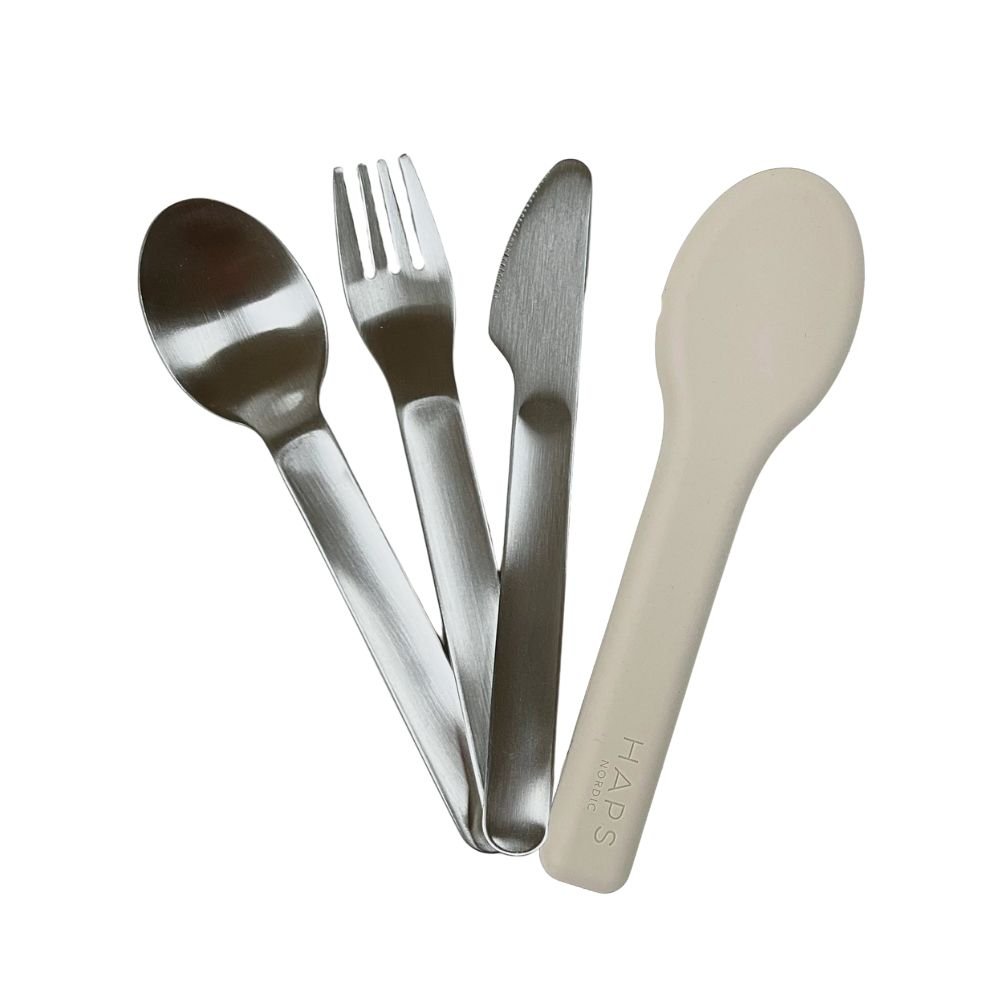 Haps barnbestick i rostfritt stl - Oyster Grey