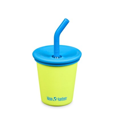 Barnmugg i rostfritt st�l med sugr�r - Juicy Pear