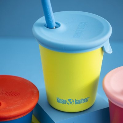 Barnmugg i rostfritt st�l med sugr�r - Juicy Pear