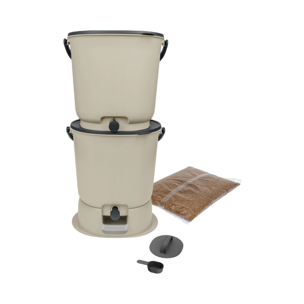 Bokashi compost bin set - Essential - Cream white
