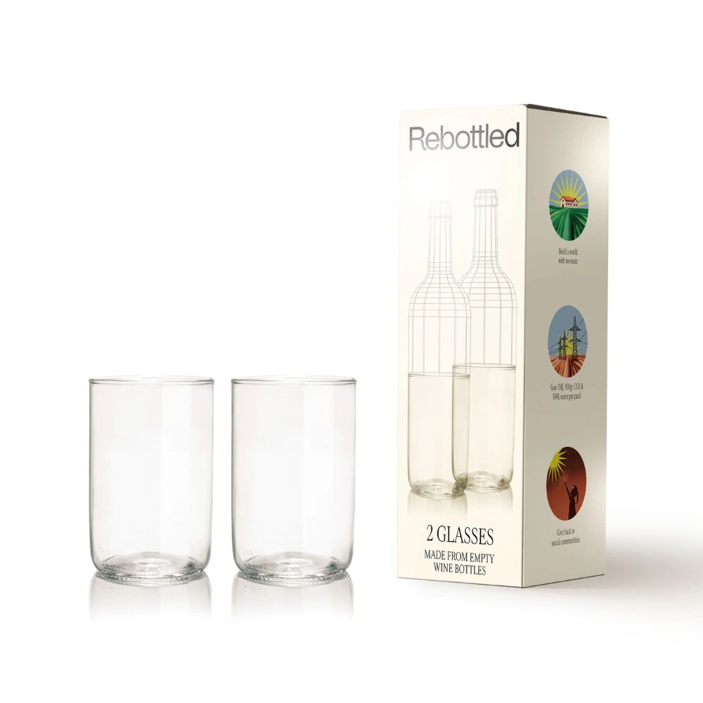 Rebottled - Upcyclede drikkeglas - Klart glas - 2 stk