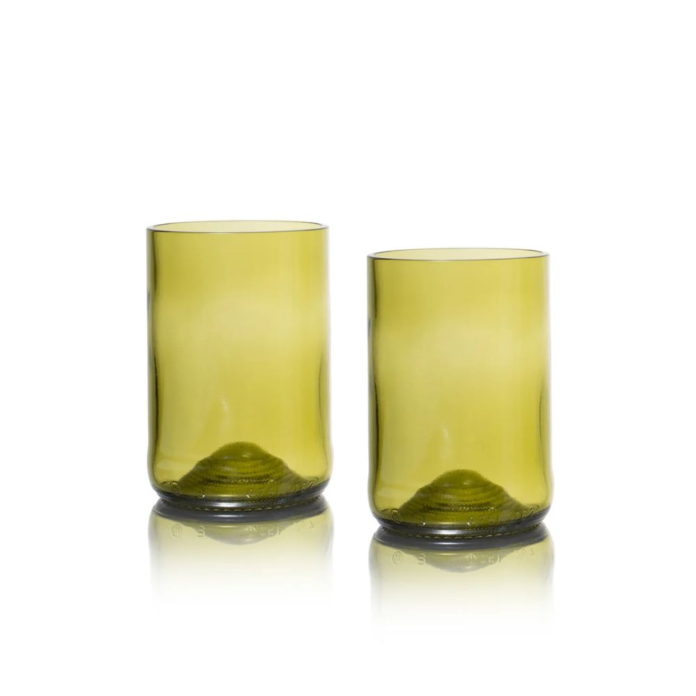 Rebottled - Upcyclede drikkeglas - Olivengrøn - 2 stk