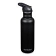 Trinkflasche mit Strohhalm & Sportverschluss - 800 ml - Schwarz