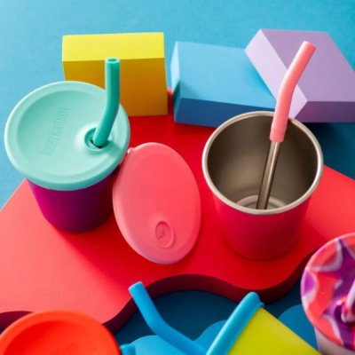 Kids Cup - Kinderbecher mit Strohhalm - Rouge Red