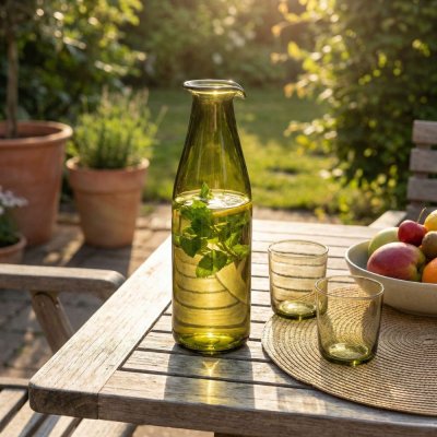 Upcycled glas karaffel N�2 - Olivengr�n