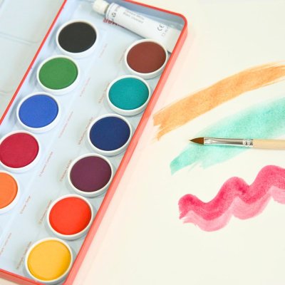 Wasserfarben - Deckfarben im Blechetui - 12 Farben