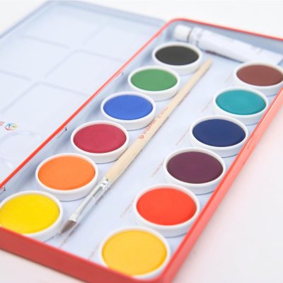 Wasserfarben - Deckfarben im Blechetui - 12 Farben