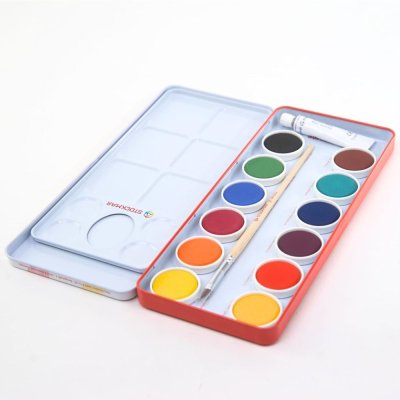 Wasserfarben - Deckfarben im Blechetui - 12 Farben