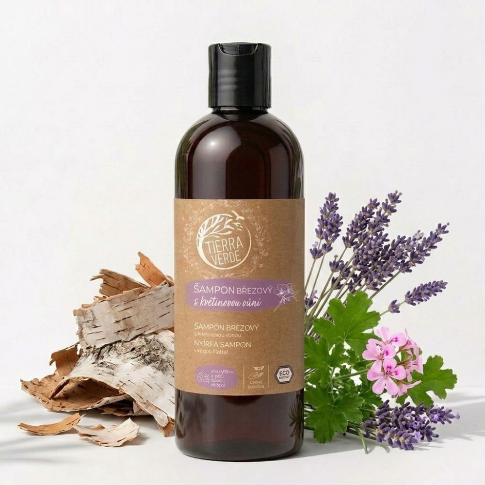 Tierra Verde - Birkeshampoo til tørt & stresset hår - med Geranium - 500 ml
