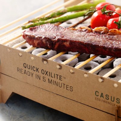 Einweggrill ohne Metall - CasusGrill mit Lavasteinen