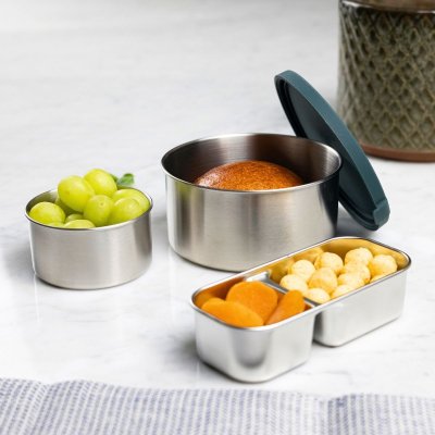 Edelstahl Snack- & Vorratsdosen, Medium - 2er-Set - Teal