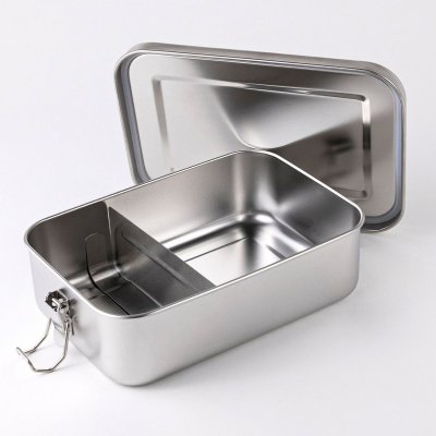 Stor st�l madkasse med flytbar rumdeler - 1400 ml