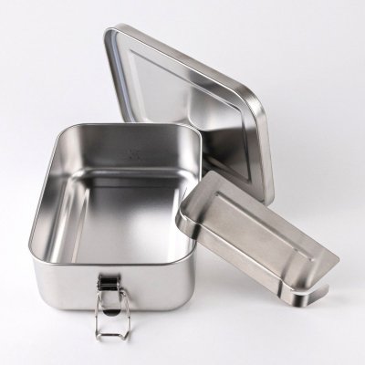 Stor st�l madkasse med flytbar rumdeler - 1400 ml