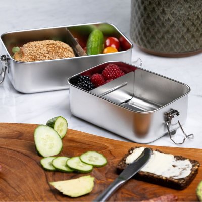 Stor st�l madkasse med flytbar rumdeler - 1400 ml