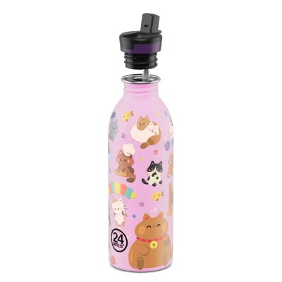 Kinder-Trinkflasche mit Strohhalm - 500 ml - Meow Friends