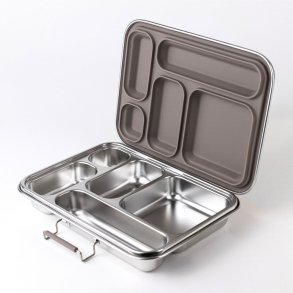 Bento madkasse i rustfrit st�l med 5 rum - Taupe