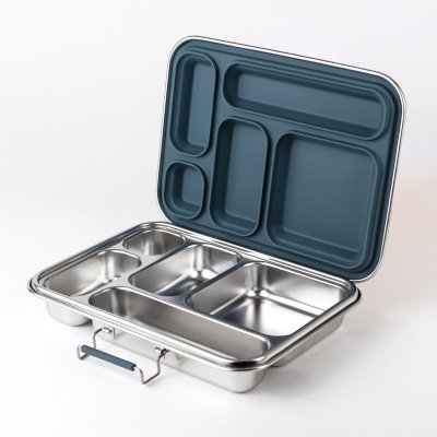 Bento madkasse i rustfrit st�l med 5 rum - Teal