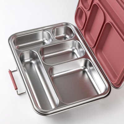 Bento madkasse i rustfrit st�l med 5 rum - Rose