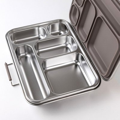 Bento madkasse i rustfrit st�l med 5 rum - Taupe