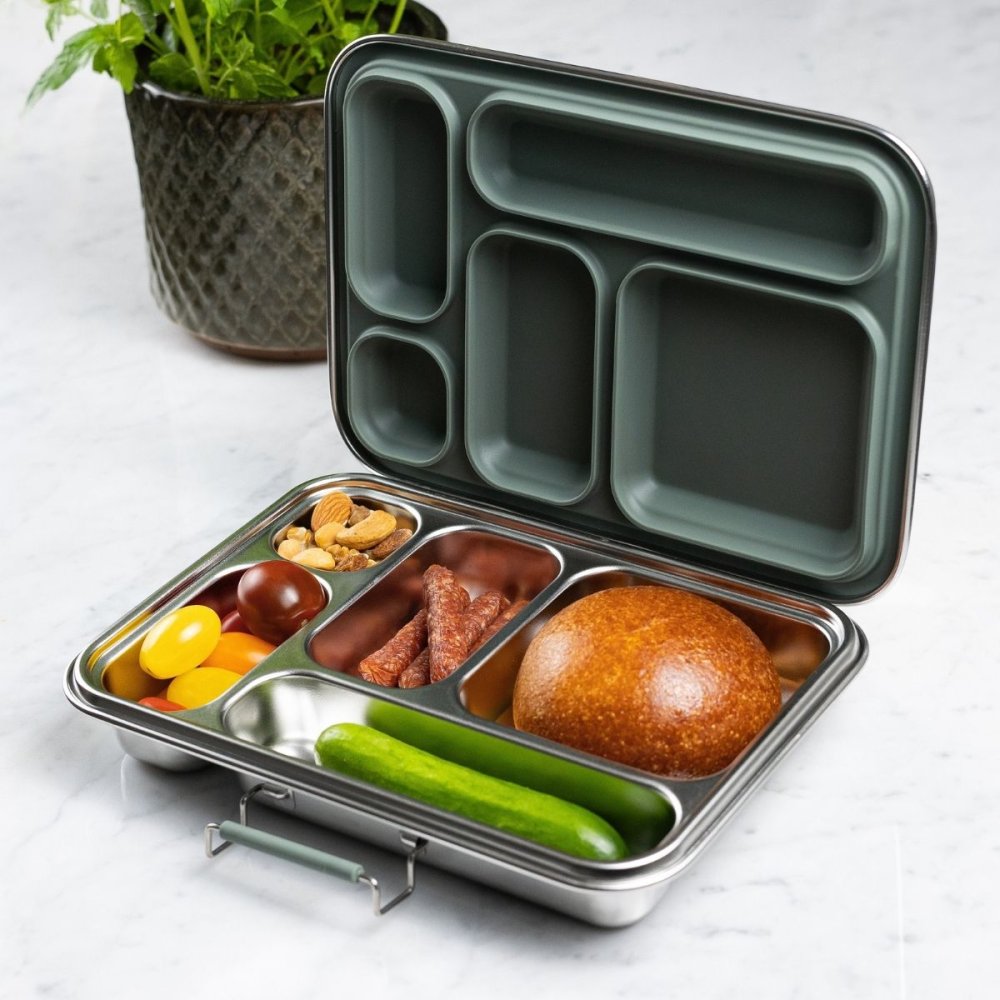 Stainless steel bento lunch box - 5 compartments - Pine