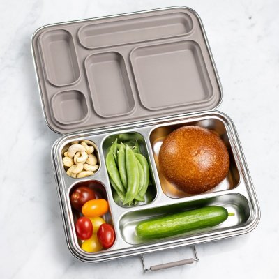 Bento madkasse i rustfrit st�l med 5 rum - Taupe