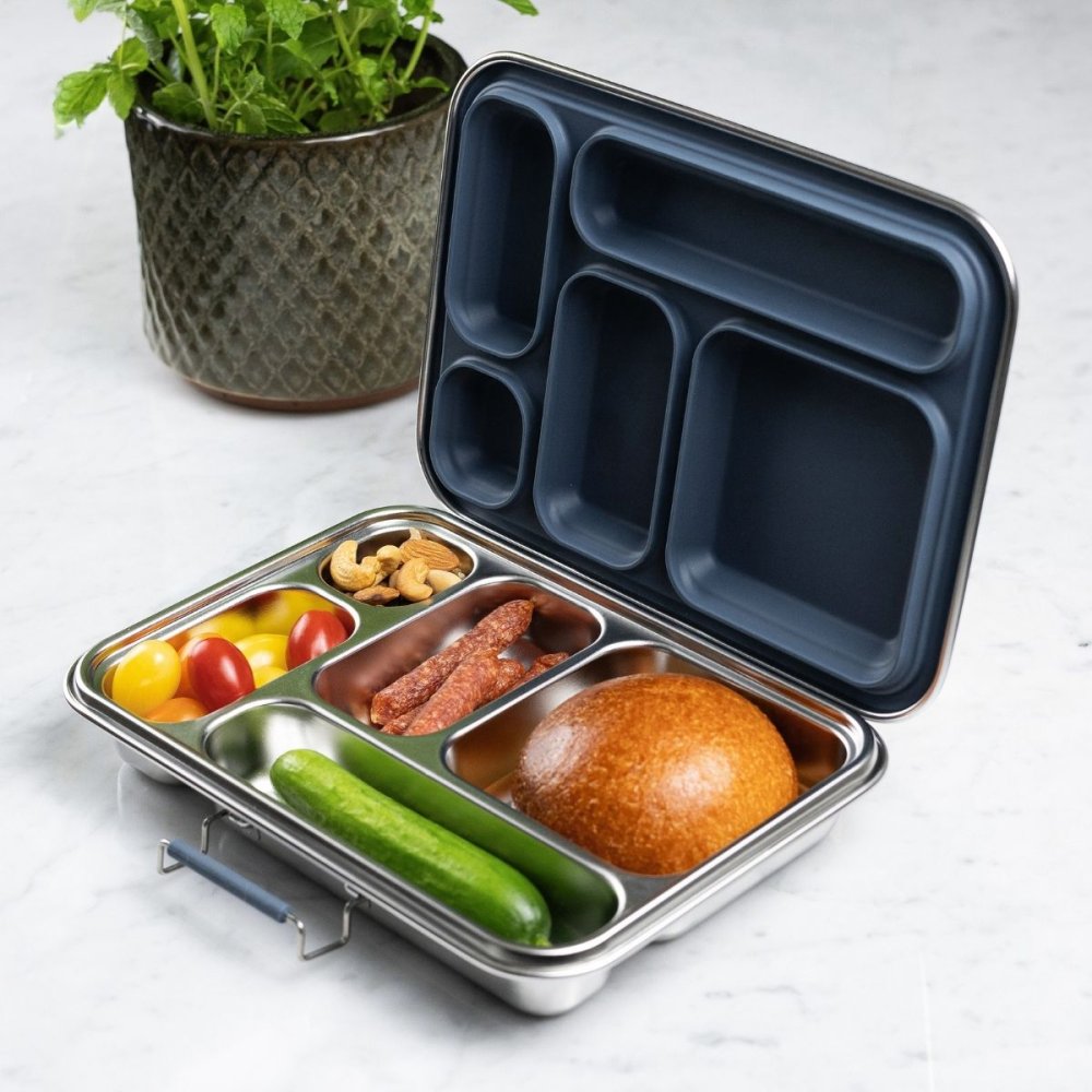 Bento madkasse i rustfrit st�l med 5 rum - Teal
