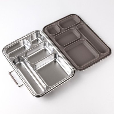 Bento madkasse i rustfrit st�l med 5 rum - Taupe