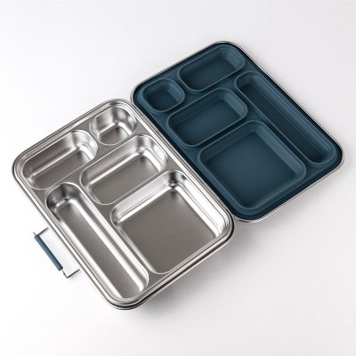 Bento madkasse i rustfrit st�l med 5 rum - Teal