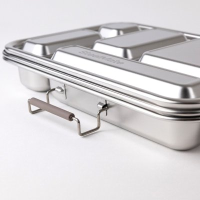 Bento madkasse i rustfrit st�l med 5 rum - Taupe